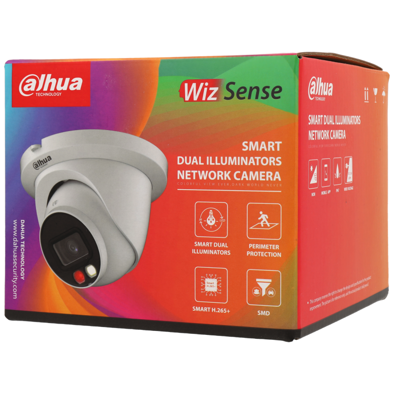 Dahua kleine dome camera met smart licht en Wizsense AI 4MP en PoE sd kaart