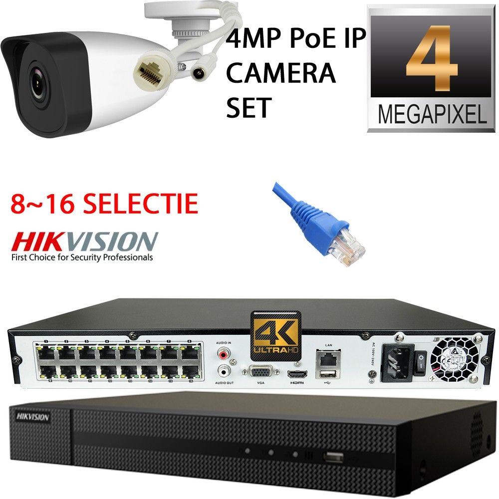 4 megapixel ip camera pakket met 8x ipc uitbreidbaar tot 16