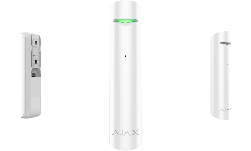 glasbreuksensor GlassProtect van ajax wit, batterij van 7 jaar, Detecteert breuk tot 9 m