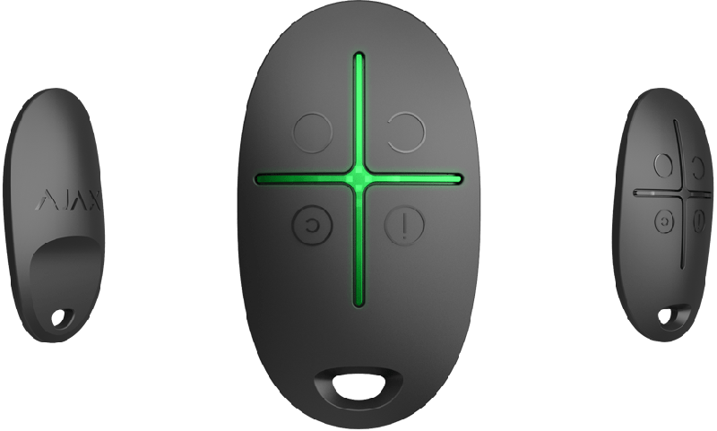 Ajax SpaceControl  afstandsbediening in zwart, licht indicatie, paniekknop, nachtstand