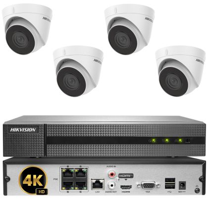 Hikvision pro videobeveiliging set met 4K poe recorder 4x camera + 1TB opname