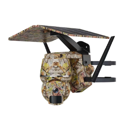 4G camera met beige camouflage kleur en zonnepaneel plug & play