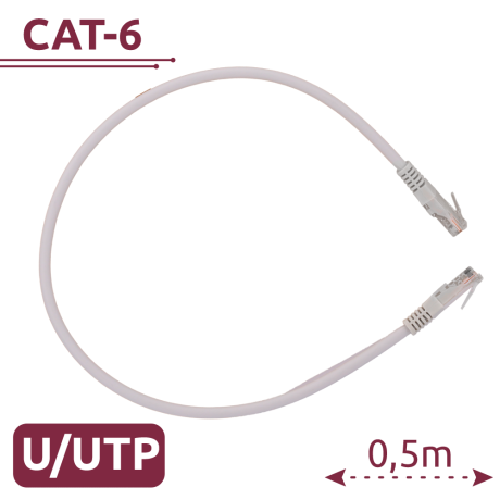 Safire CAT6 netwerkkabel 0.5m UTP LSZH wit/grijs afbeelding
