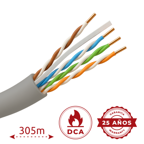 Safire CAT6 netwerkkabel 305m UTP LSZH wit/grijs afbeelding