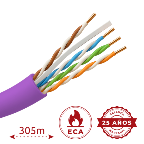 UNIVIEW CAT6 netwerkkabel 305m UTP PVC paars afbeelding