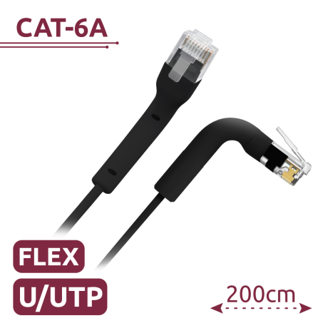 Safire CAT6A netwerkkabel 2m UTP TPE zwart afbeelding
