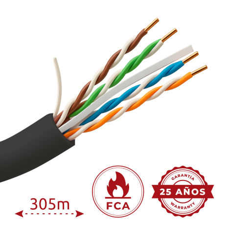 Safire CAT6 netwerkkabel 305m UTP PE zwart afbeelding