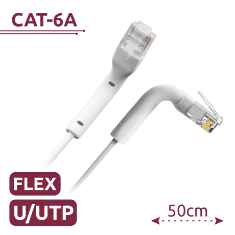 Safire CAT6A netwerkkabel 0.5m UTP TPE wit/grijs afbeelding