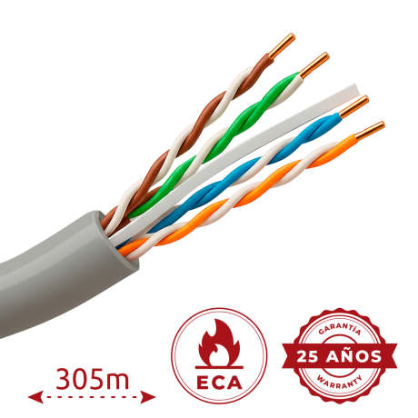 Safire CAT6 netwerkkabel 305m UTP PVC wit/grijs afbeelding