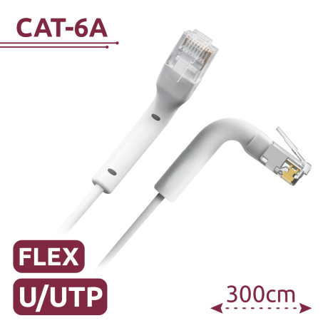 Safire CAT6A netwerkkabel 3m UTP TPE wit/grijs afbeelding