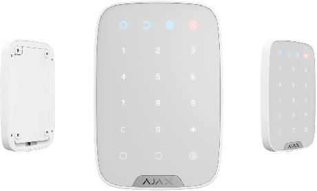 keypad codepaneel van ajax in wit, verborgen alarmsignaal meldkamer, autolock foute pogingen 