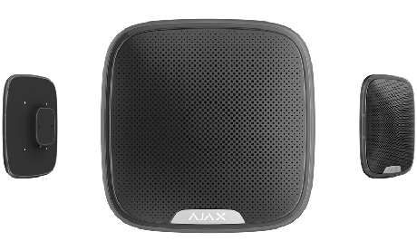 StreetSiren van ajax in zwart voor buiten, mogelijk voor vaste 12v dc, aanpasbare volume 