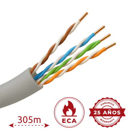 Safire CAT5E netwerkkabel 305m UTP PVC wit/grijs afbeelding