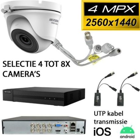 Compleet set met 4x 4MP ronde beveiligingscamera's van Hikvision
