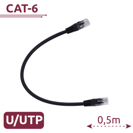 Safire CAT6 netwerkkabel 0.5m UTP LSZH zwart afbeelding