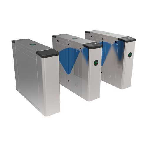 Enkel gemotoriseerde poort met twee inklapbare acrylbarrières