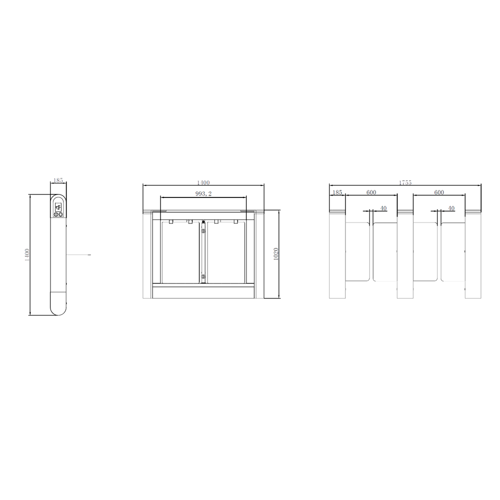 Extra pad blokkade voor hoofdpoort TS-SG801-600 armlengte van 600mm
