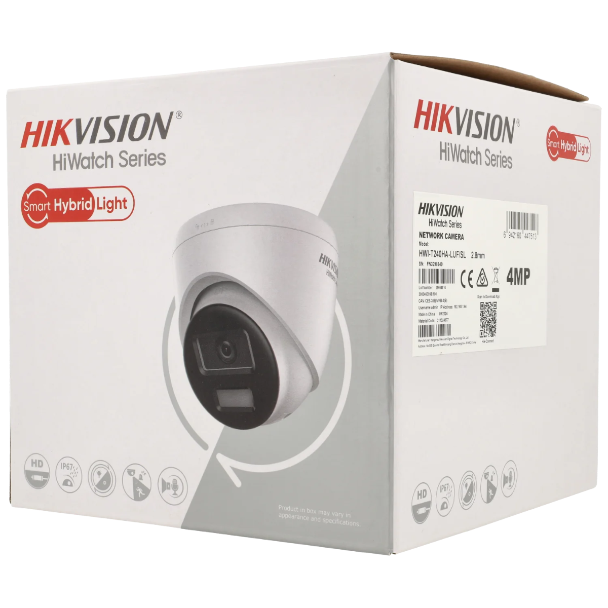 Hikvision Hiwatch HWI-T280HA-LUF/SL 8MP Minidome met AI