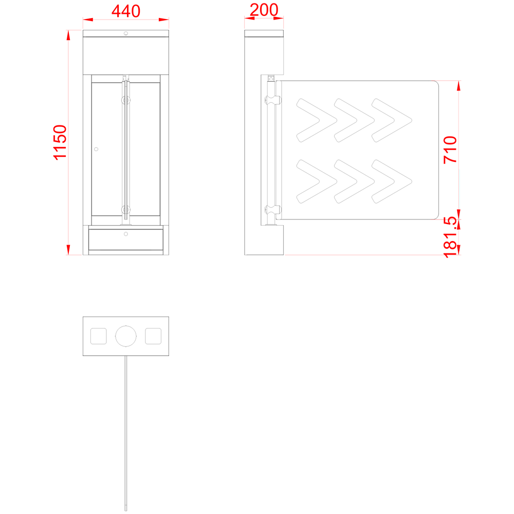 Individuele gemotoriseerde draaipoort status LED indicatie noodmode