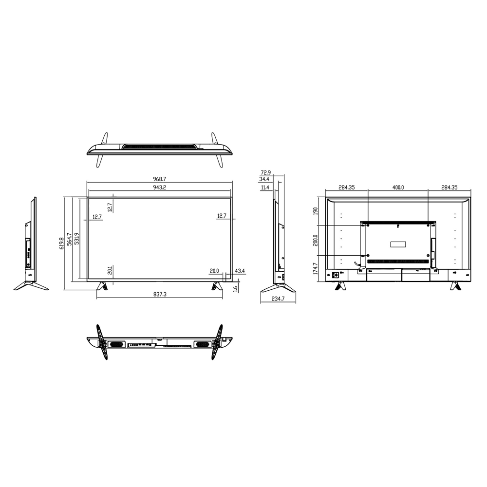 LED Full HD camera weergavescherm 43" 1x HDMI, 1x VGA, 1x USB Audio