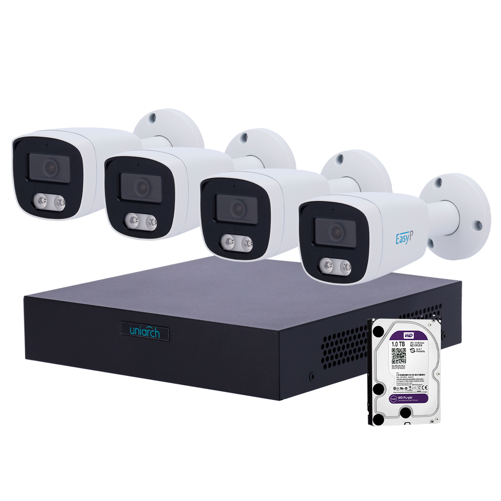 Uniarch compleet IP camera set met 1TB harddisk en 8 kanalen recorder