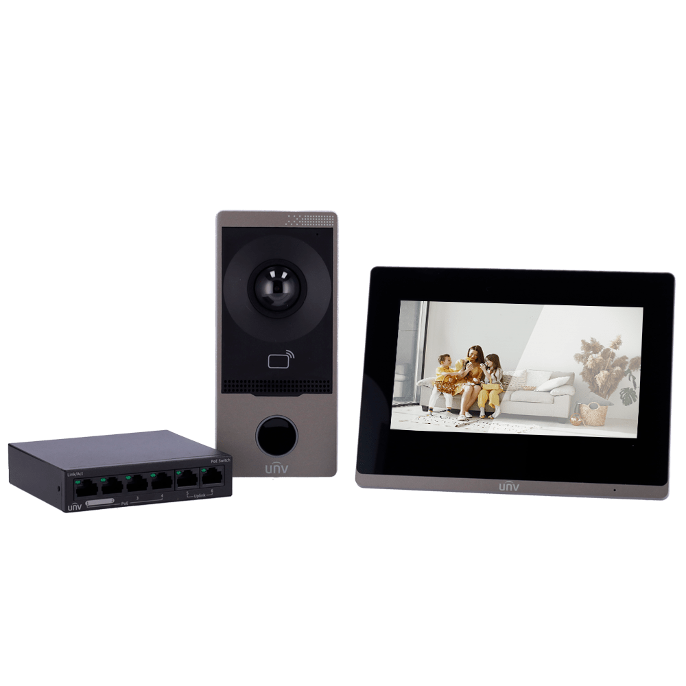 UNV intercom binnen en buitenpost wifi en PoE switch UV-KIT